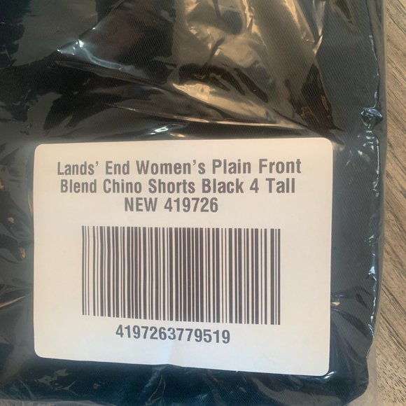 NWT LANDS' END UNIFORM WOMEN'S PLAIN FRONT CHINO SHORTS BLACK 4T, 14T (TALL) - Picture 5 of 9